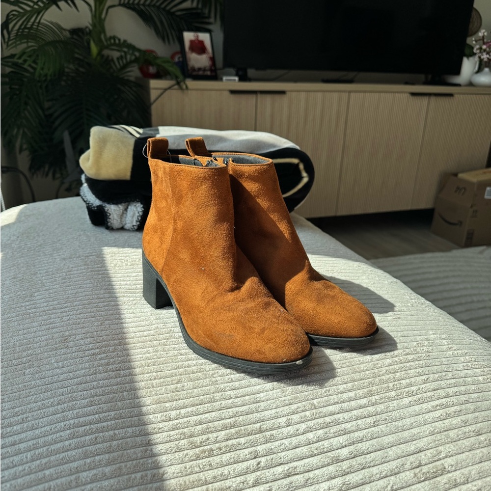 Suede Ankle Boots in Tan